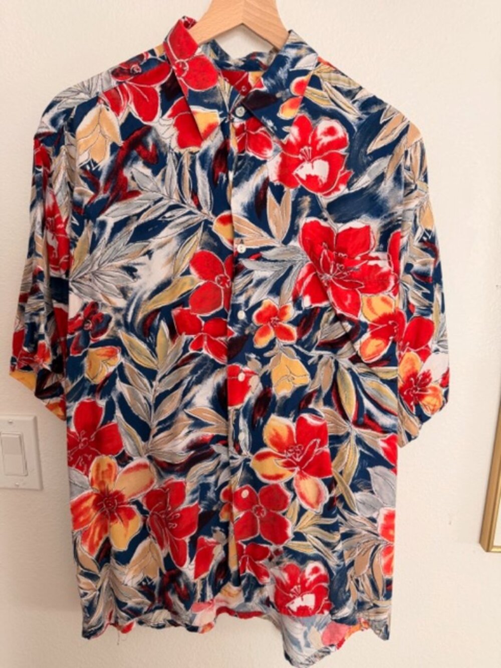 90s VINTAGE BURMA BIBAS short sleeve Hawaiian Shirt Mens L